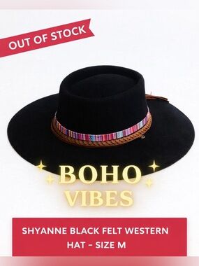 Shyanne Black Hat with Colorful Southwestern, Saltillo or vaquero style Band